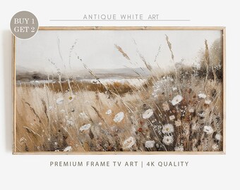 Samsung Frame TV Art, Spring Wildflower Field, Flower Meadow, Warm Tone Landscape, Country Painting, Digital Download Frame TV Art | TV33