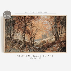 Fall Frame TV Art, Vintage Painting TV Art, Moody Fall Oil Painting, Vintage Rustic Country Wall Decor, Warm Tone, Art for Tv | TV53