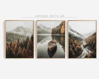 Printable Autumn Gallery Wall Art, Fall Gallery Set of 3, Autumn Farmhouse Decor, Landscape Downloadable Art Print | S23