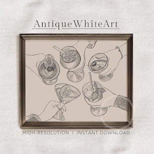 Proost print, barwagen wanddecoratie, handgetekende proost, afdrukbare bar kunst aan de muur, proostbord, moderne barwagen kunst aan de muur, digitale download | A448