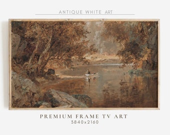 Autumn Landscape Frame TV Art, Fall Samsung TV Art, Moody Fall Oil Painting, Vintage Rustic Country Wall Decor, Cottagecore TV Art | TV67