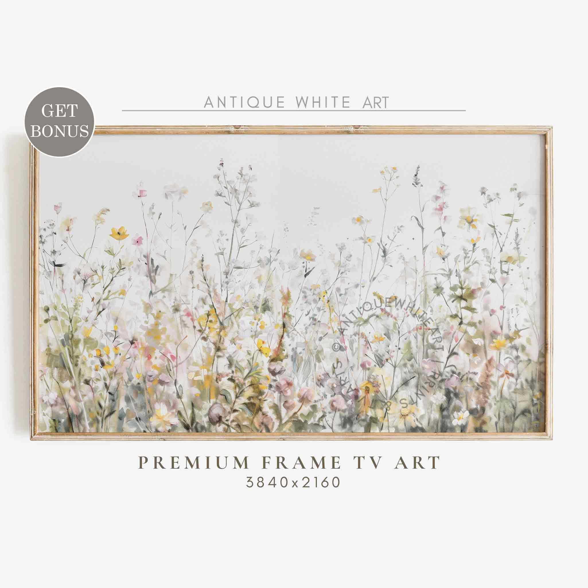 Samsung Frame TV Art, Spring Wildflower Field, Country Flowers Art, Warm Tone Wildflowers Art,  Digital Download Frame TV Art | TV300