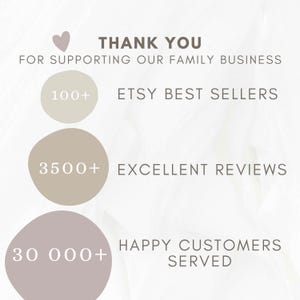 May include: Thank you for supporting our family business.  We have over 100 Etsy best sellers, 3,500+ excellent reviews, and have served over 30,000 happy customers.