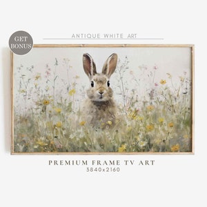 Spring Bunny Samsung frame tv-kunst, paashaas tv-kunst, lentedecor, vintage boerderij-tv, kinderkamerkunst, digitale download | TV302