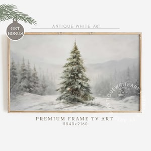Christmas Tree Frame TV Art, Winter Samsung Frame TV Art, Farmhouse Christmas Oil Painting, Christmas Tree Art for TV, Holiday Decor | TV229