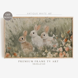 Lente Samsung frame tv-kunst, paashazen schilderij, boerderijkunst voor tv, landelijk stijlvol paasdecor, digitale download | TV565