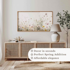 Samsung Frame TV Art, Spring Wildflower Field, Country Flowers Art, Warme Toon Wildflowers Art, Digitale Download Frame TV Art TV275 afbeelding 2