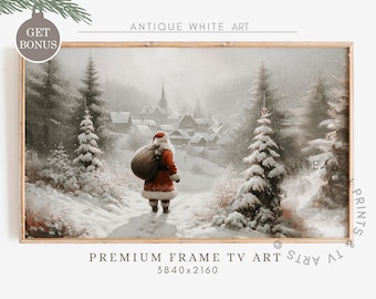 Vintage Christmas Samsung Frame TV Art, Santa Claus Art for TV, Farmhouse Painting, Christmas Holiday Decor, Digital Download TV Art | WA1