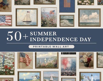 50+ Sommer & Unabhängigkeitstag Wand Kunst Bündel, Vintage Americana Drucke (Digitaler Download) S189