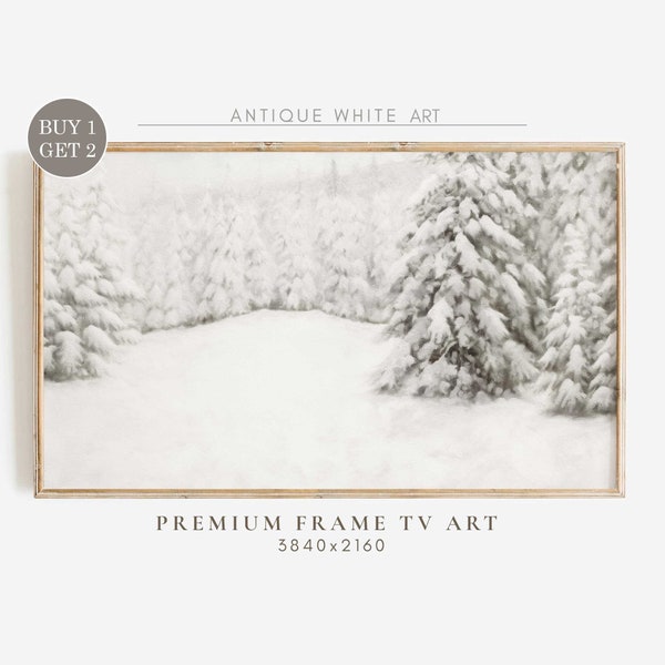 Winter Forest Painting Samsung Frame TV Art, Snowy Pine Trees Art for TV, Vintage Winter Landscape, Farmhouse Decor, Digital Download |TV157