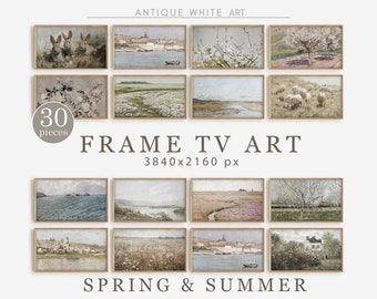 Samsung Frame TV Art Set of 30, Spring & Summer Art, Vintage Farmhouse Painting, Country Landscape, TV Art Bundle, Digital Download | TS42