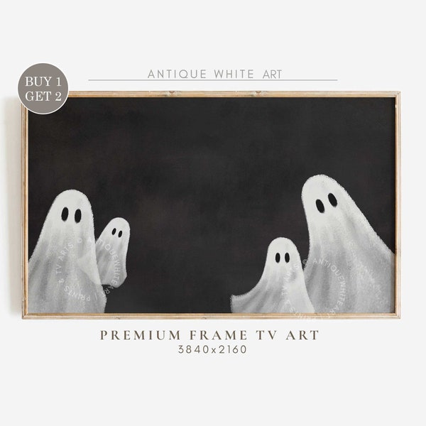 Halloween Frame TV Art File, Ghost Art, Halloween Ghost Decor, Neutral Halloween, Spooky Art for Tv, Cute Halloween Vintage Painting |TV91