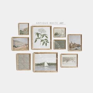 Set di 9 stampe da parete luminose ed estetiche, paesaggi vintage, set estivo dai toni neutri, stampe antiche costiere, download digitale / S69
