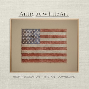 Printable Independence Day Art, Vintage American Flag, 4th of July Print, Patriotic Wall Art, USA Flag Painting, Americana Home Decor | A437