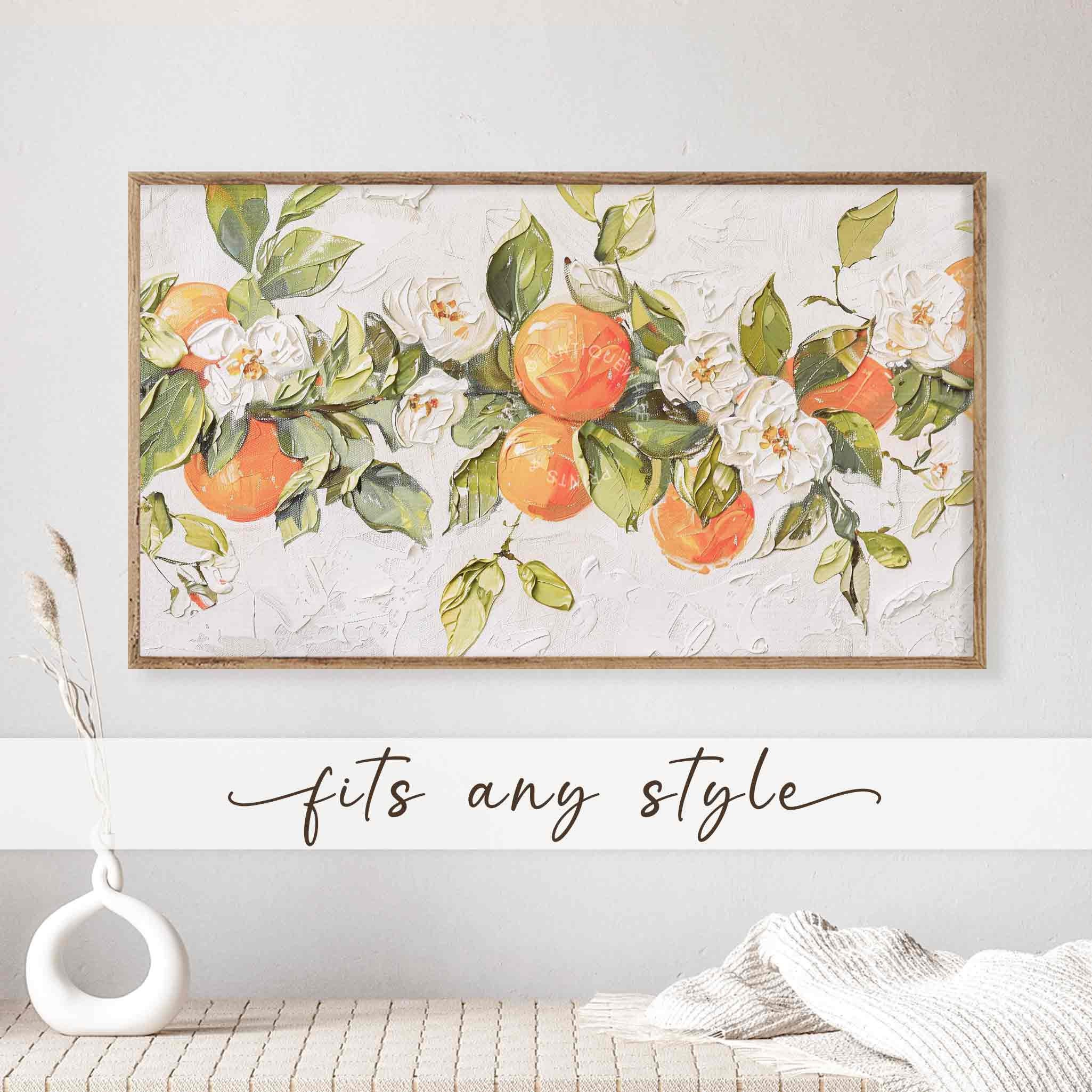 Neutral Samsung Frame TV Art, Summer Botanical Citrus Art