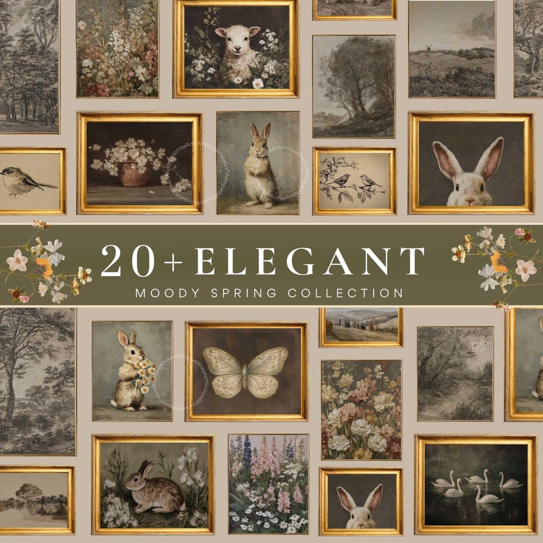 25+ Neutral & Spring Gallery Wall Art, Set of Vintage Prints, Digital ...