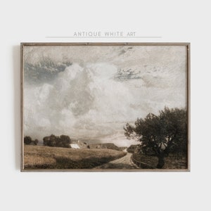 Country Wall Art, Vintage European Landscape Print, Farmhouse Decor, Warm Tone Painting, Muted Cottage Printable, Digital Download | A131