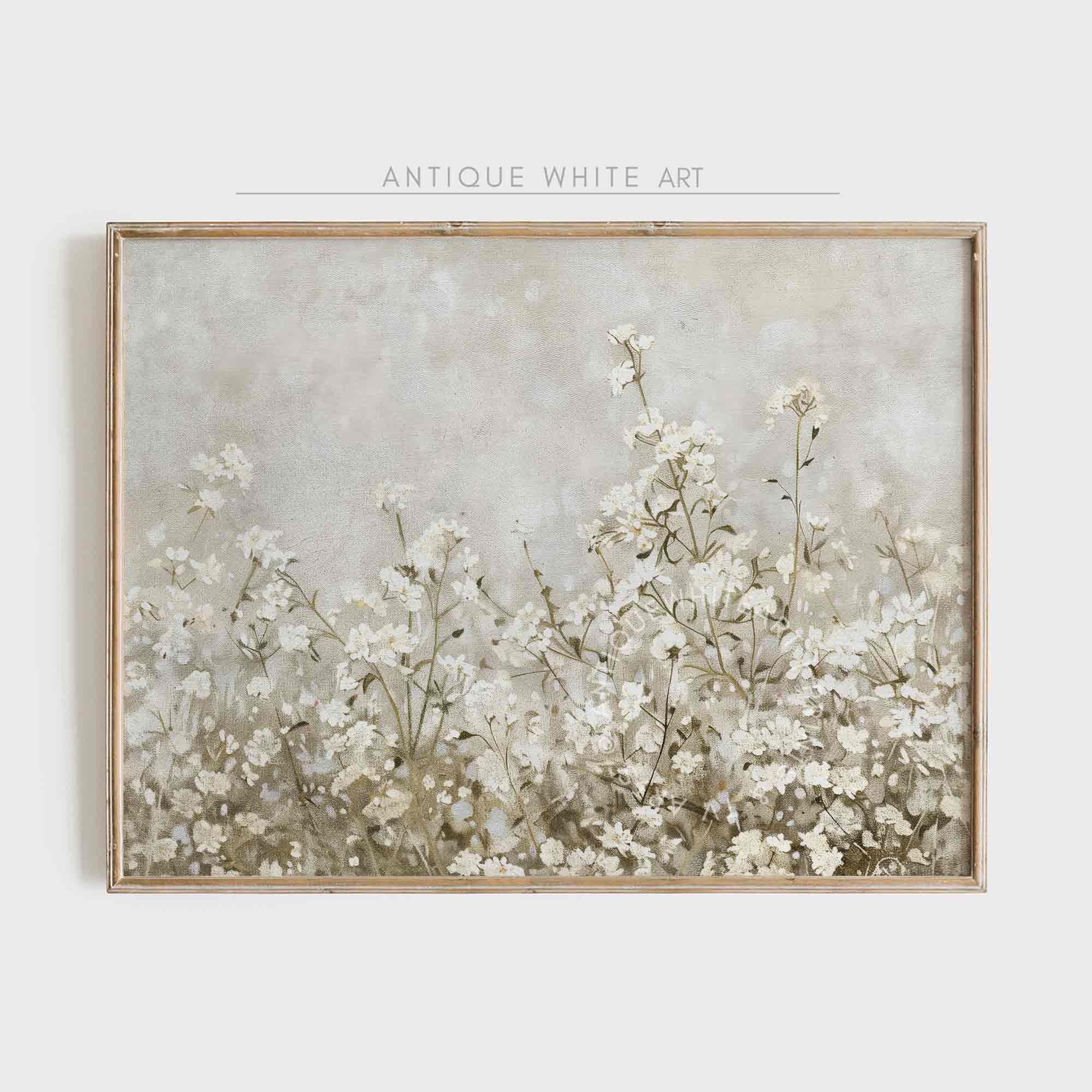 Printable Neutral Wildflowers, Floral, White Summer Flowers Painting, Country Summer Wildflowers, Farmhouse Wall Art Digital Download | A244