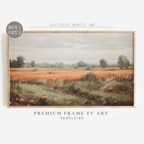 Frame TV Art Fall Field, Pumpkins Painting, Instant Download, Fall Landscape for Samsung Frame TV, Pumpkins Art TV, Digital Download | T169