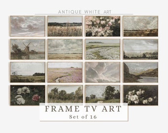 Frame TV Art Vintage Bundle, Farmhouse TV Art, Neutral Collection, Country Landscape, Botanical Still Life Painting, Digital Download | TS36