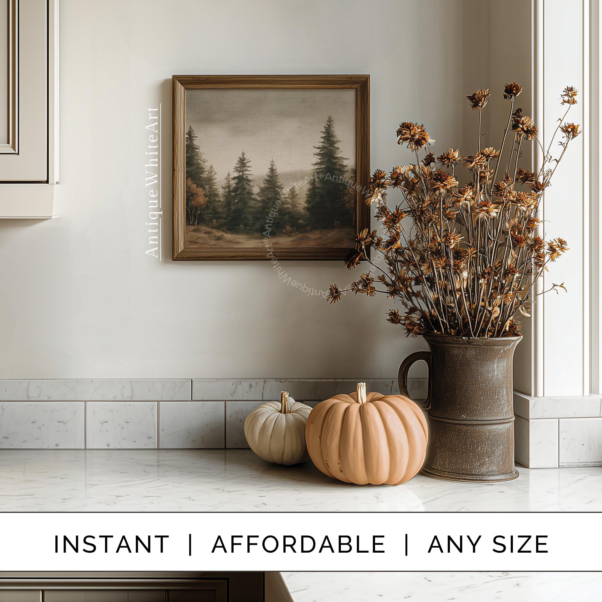 Muted Fall Abstract Printable Fall Print, Muted Fall Forest Landscape Painting, Farmhouse ...