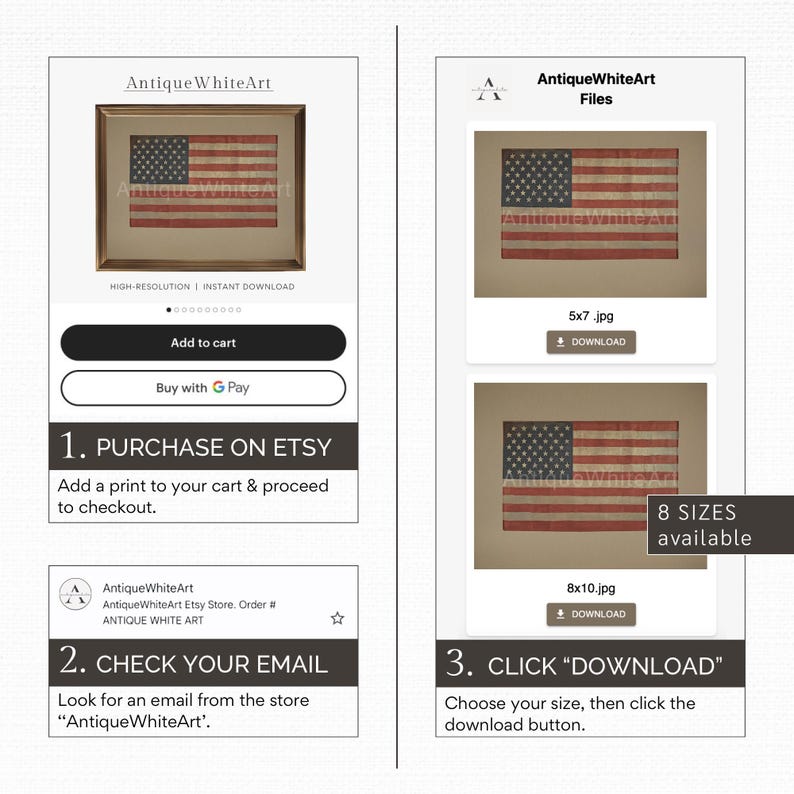 Printable American Flag Wall Art, Vintage 4th of July Print ...