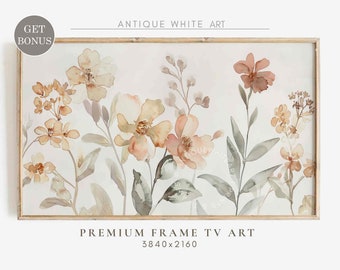 Samsung Frame TV Art, Neutral Wildflowers, Warm Tone Flower Watercolor Painting, Minimalist Muted Print, Digital Download Frame TV Art TV324
