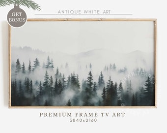 Foggy Forest, Samsung Frame TV Art, Winter Pine Trees Art for TV, Moody Winter Art, Farmhouse Decor, Digital Download, The Frame TV | TV215