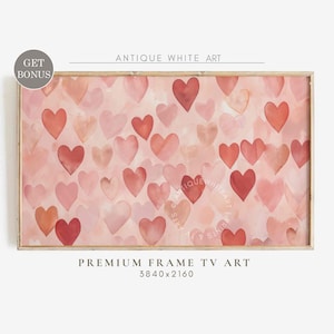 Valentine's Day Frame TV Art File, Watercolor Valentine Hearts, Muted Blush Abstract Valentines Art for Tv, Valentines Day Decor | TV263