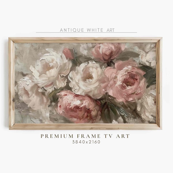 Frame TV Art, Abstract Spring Flower Painting, Summer Botanical Frame TV, Wildflower TV Decor, Garden Peonies Art, Digital Download | TV372