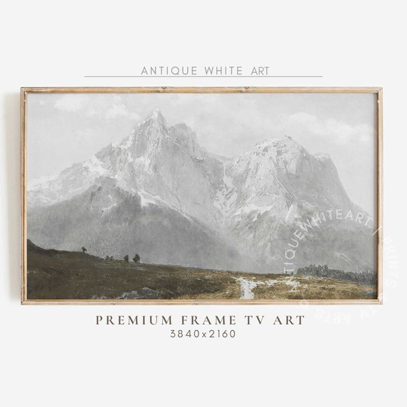 Samsung Frame TV Art, Moody Mountain Landscape, Vintage Country Oil Painting, Farmhouse Decor, Digital Download, Spring Frame TV Art | TV01