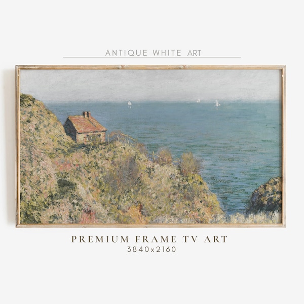 Summer Frame TV Art, Monet's Coastal Landscape, Vintage Cottage Wall Decor, Country Seaside Painting, Digital Download | TV39