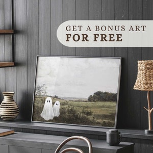 Cute Ghosts in Vintage Paintings, Printable Halloween Gallery Set, Halloween Decor, Farmhouse Gallery Wall Set, Downloadable Prints S36 image 9