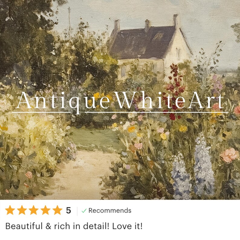 Printable Cottage Garden Wall Art, Spring Landscape Painting Print ...
