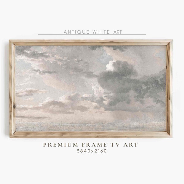 Clouds Samsung Frame TV Art Painting, Summer Art for Tv, Neutral Sky, Vintage Painting, Light Aesthetic, Warm Tones, Digital Download |TV337