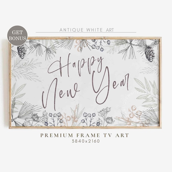 New Year Samsung Frame TV Art, Happy New Year Art for TV, Year end Party Decor, New Year Art, Farmhouse Decor, New Year Holiday Decor | WA66