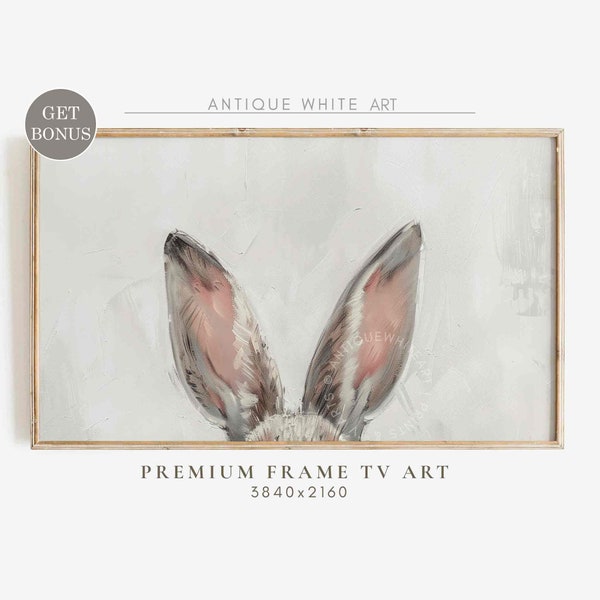 Easter Frame TV Art, Bunny's Ears Art, Easter Bunny, Rabbit Oil Painting for Frame Tv, Nursery Print, Easter Decor, Digital Download | TV320
