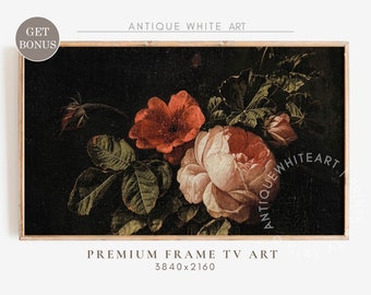 Moody Samsung Frame TV Art, Vintage Dark Flower Painting, Dark Academia Botanical TV Art, Floral Art for TV, Digital Download | TV222