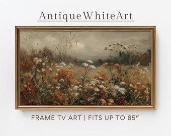 Autumn Wildflower Meadow Samsung Frame TV Art, Vintage Fall Landscape, Digital Download, Muted Earth Tones, Modern Farmhouse TV Art | TV703