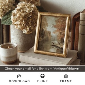 Printable Fall Wall Art, Fall Landscape Print, Deer Painting, Neutral Fall Decor, Seasonal Decor, Autumn Wall Art, Digital Download | A469 image 4