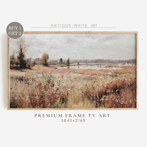Vintage Neutral Wildflowers Frame TV Art, Farmhouse Art for TV, Antique Country Art, Cottagecore Decor, Digital Download Frame TV Art | TV90
