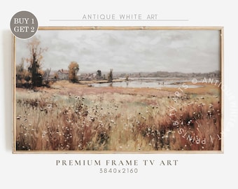 Vintage Neutral Wildflowers Frame TV Art, Farmhouse Art for TV, Antique Country Art, Cottagecore Decor, Digital Download Frame TV Art | TV90