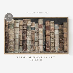 Samsung Frame TV Art, Library Books Frame TV, Still Life with Books, Rustic Vintage Oil Painting, Dark Bookish Art, Digital Download | TV369