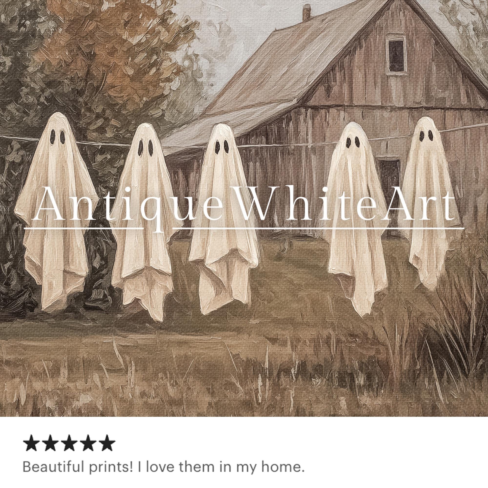 Cute Ghost Halloween Laundry Room Wall Art, Printable Vintage Farmhouse ...