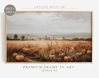 Frame TV Art Fall Field, Pumpkins Painting, Instant Download, Fall Landscape for Samsung Frame TV, Pumpkins Art TV, Digital Download | TV181