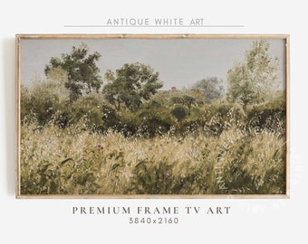 oeuvre d'art pour téléviseur avec cadre Samsung, champ printanier de fleurs sauvages, prairie de fleurs, paysage aux tons chauds, tableau champêtre, oeuvre d'art avec cadre pour téléviseur à téléchargement numérique | Télé31