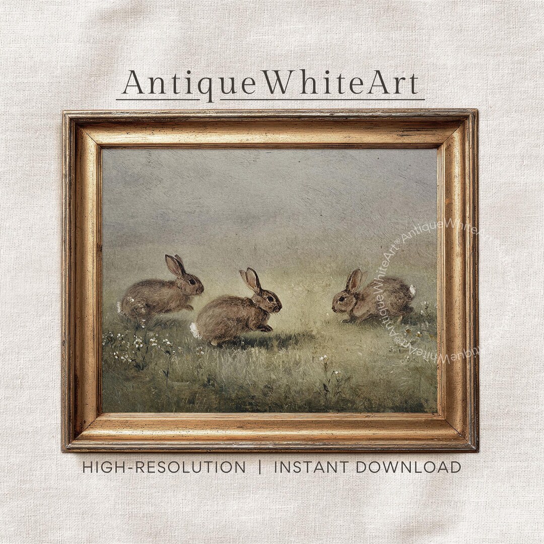 Cottage Core Rabbit Printable Rabbit Wall Art, Cottagecore Farmhouse Decor, Nursery Print ...