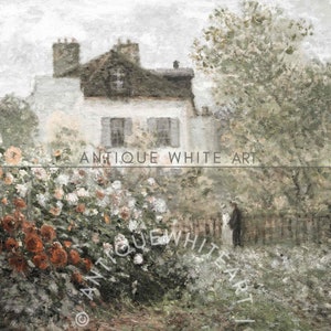 Printable Cottage & Rose Garden Wall Art, Vintage Oil Painting ...