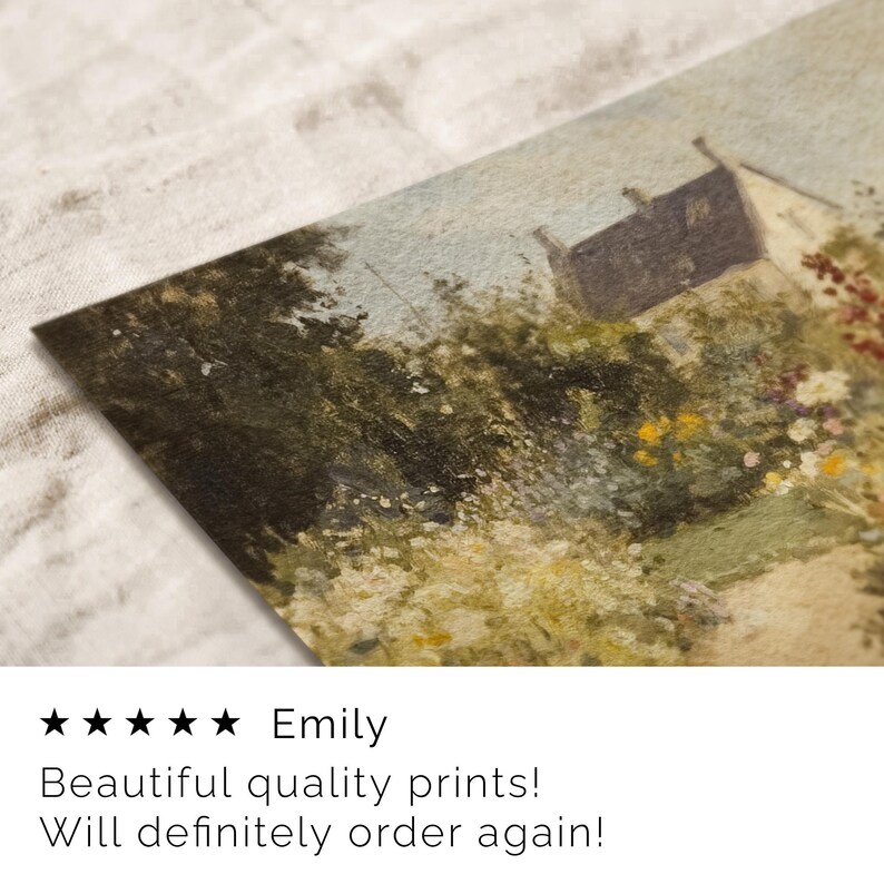 Printable Cottage Garden Wall Art, Spring Landscape Painting Print ...