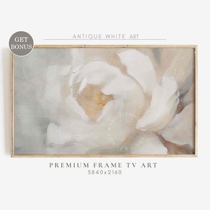 Frame TV Art Abstrakte Blumenölgemälde, neutrale Pastelltöne, Blumenkunst für Samsung Frame TV, Wildblumenkunst, digitaler Download TV143 Bild 1